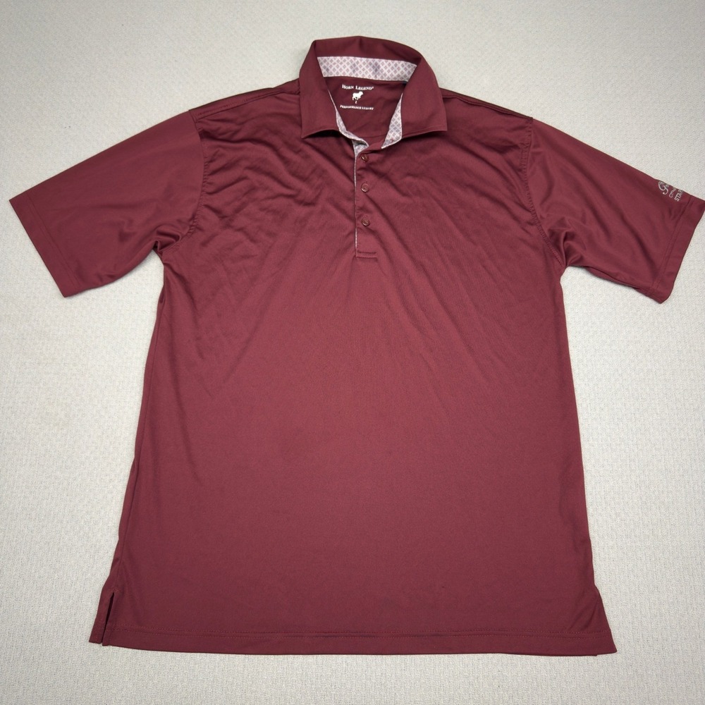 Horn Legend Polo Shirt Mens Large Burgundy Star Ranch Performance Golf